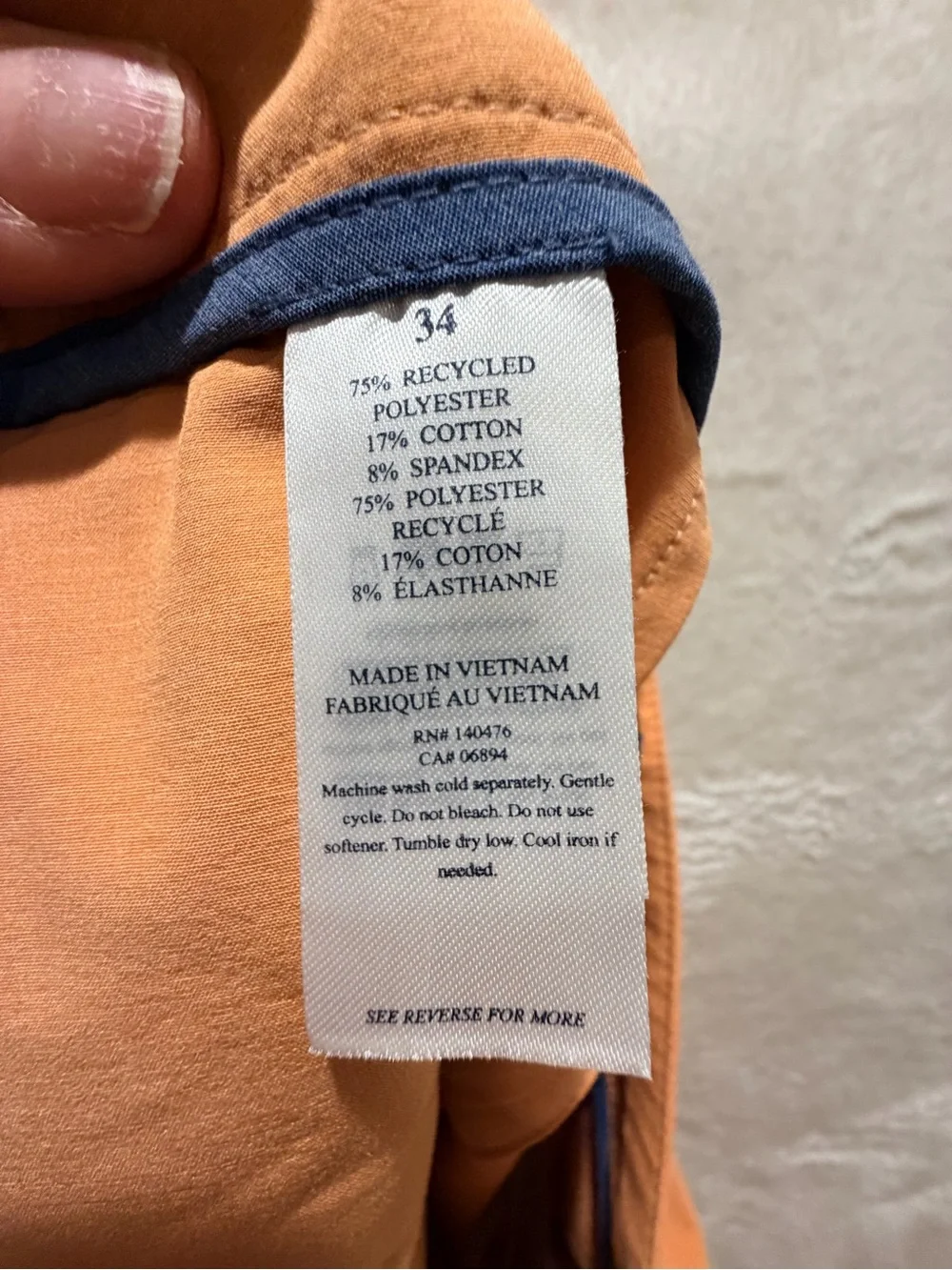Faherty All Day Shorts Peach Stretch Performance Casual Travel Men 34 CMB3009